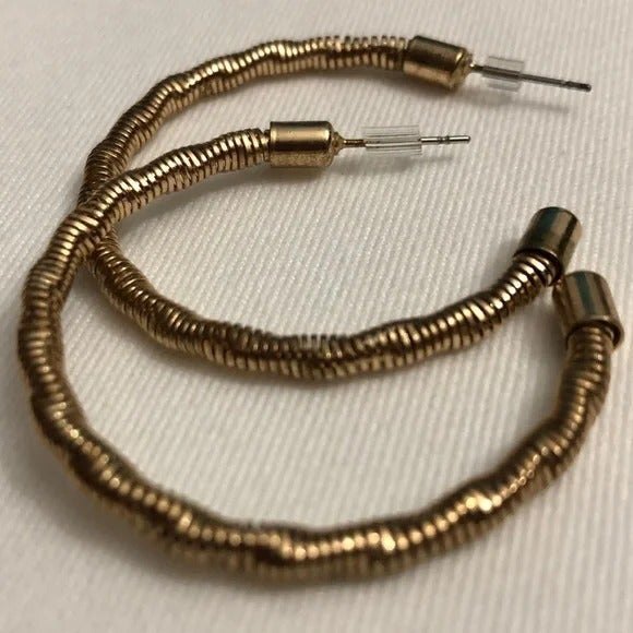 Wrapped Accent Hoop Earrings Gold Tone - Picture 4 of 6